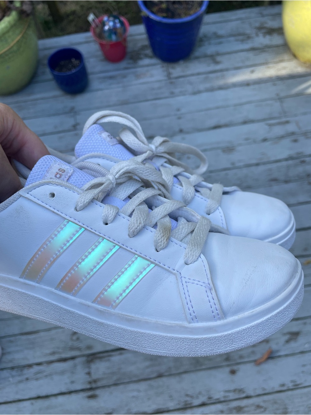 adidas Girl's Grand Court White/pink iridescent 2